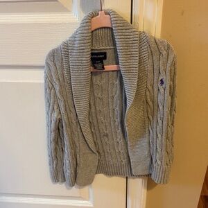 Ralph Lauren Light Gray Cable Knit Cardigan